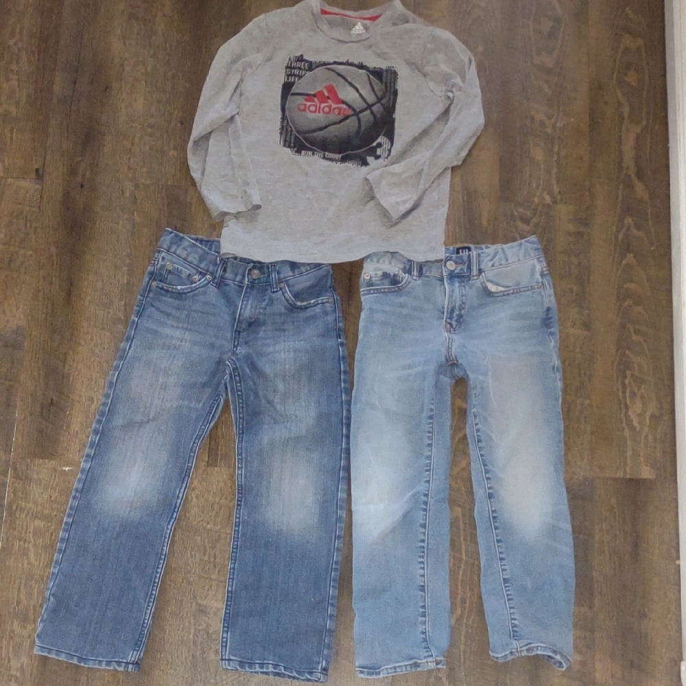 Adidas Gray Shirt with Blue Denim Jeans Set